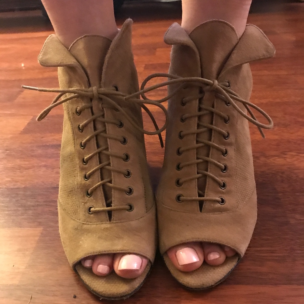 Elizabeth and James Suede Lace-up Wedges